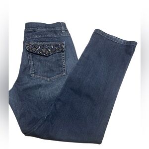 ✨White House Black Market Noir Embellished jeans Women Sz 8 crop leg✨